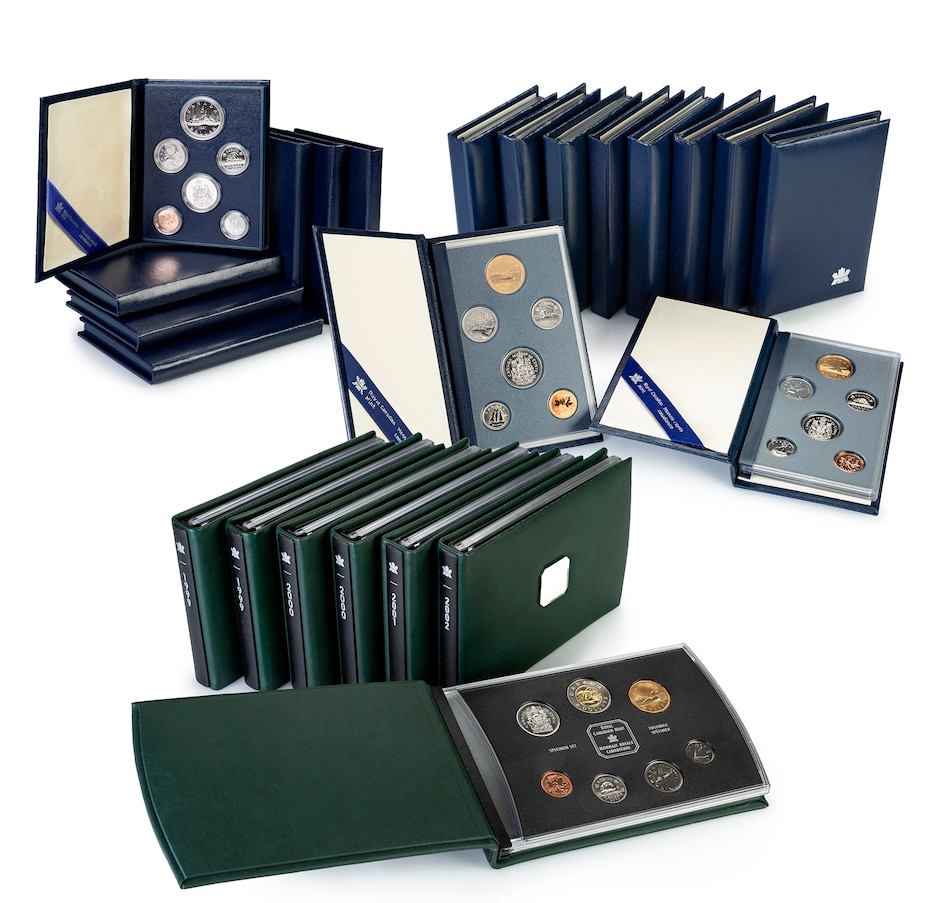 Image 739353.jpg, Product 739-353 / Price $699.95, Complete Set of 25 Specimen Sets 1981-2003, Including Key Dates 1987, 1991, 1992 and 1997 (Two varieties each for 1999 and 2000) from Royal Canadian Mint (RCM) on TSC.ca's Coins department