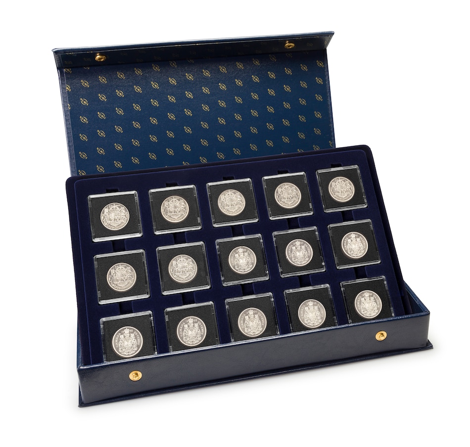 Image 739354_ALTMORE1.jpg, Product 739-354 / Price $649.95, Complete Queen Elizabeth II Half Dollar Collection - All Dates Issued for Circulation 1953-2023 Plus 1952 Ascension Year (George VI) and First King Charles III (72 Coins in Custom Blue Case) from Royal Canadian Mint (RCM) on TSC.ca's Coins department