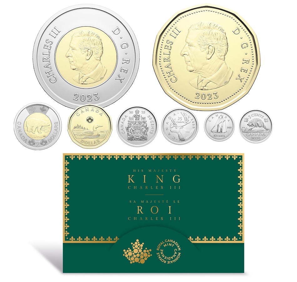 Image 739356.jpg, Product 739-356 / Price $42.95, 2023 First Coins of King Charles III Uncirculated Coin Set from Royal Canadian Mint (RCM) on TSC.ca's Coins department