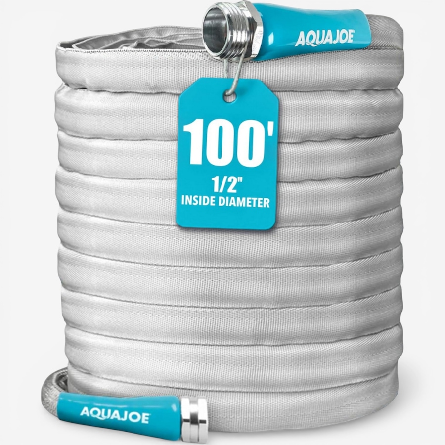 Image 739535_ALTMORE3.jpg, Product 739-535 / Price $70.99, Aqua Joe 100' x 1/2" Fibrejacket Kink-Free Garden Hose with Aluminium Fittings and 600 PSI Rating from Snow Joe & Sun Joe on TSC.ca's Home & Garden department