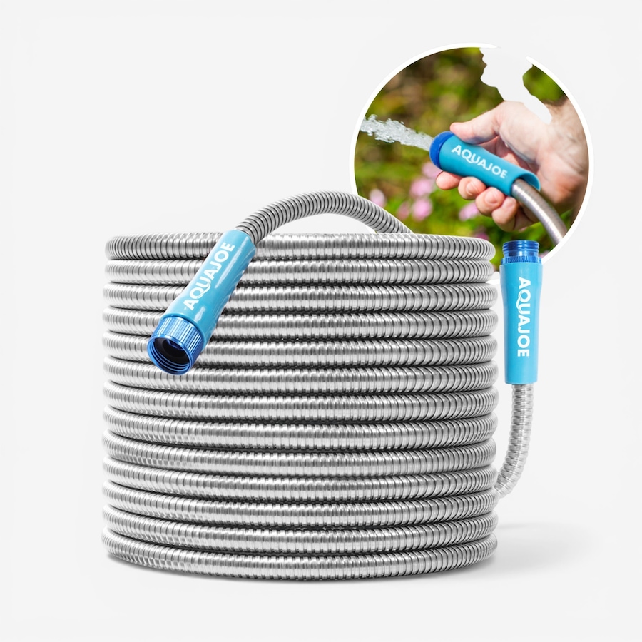 Image 739537_ALTMORE3.jpg, Product 739-537 / Price $99.99, Aqua Joe 75' Heavy-Duty Spiral Constructed Stainless Steel Metal Garden Hose from Snow Joe & Sun Joe on TSC.ca's Home & Garden department