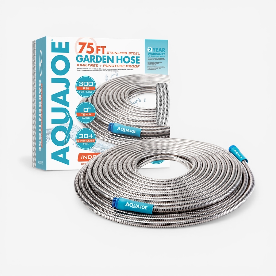 Image 739537_ALTMORE4.jpg, Product 739-537 / Price $99.99, Aqua Joe 75' Heavy-Duty Spiral Constructed Stainless Steel Metal Garden Hose from Snow Joe & Sun Joe on TSC.ca's Home & Garden department