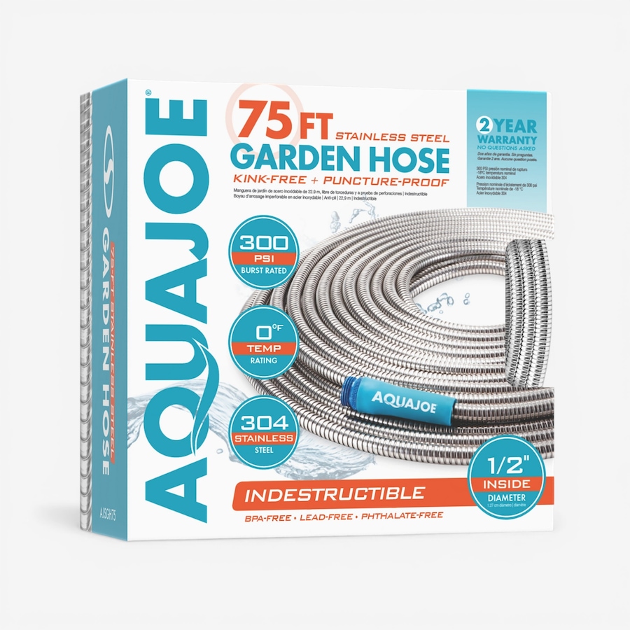 Image 739537_ALTMORE5.jpg, Product 739-537 / Price $99.99, Aqua Joe 75' Heavy-Duty Spiral Constructed Stainless Steel Metal Garden Hose from Snow Joe & Sun Joe on TSC.ca's Home & Garden department