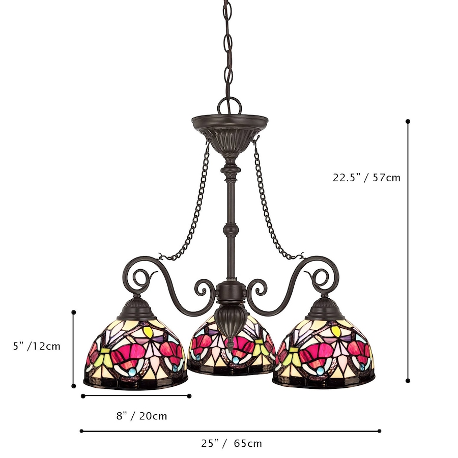 Image 739614_ALTMORE1.jpg, Product 739-614 / Price $599.99, Fine Art Lighting Tiffany Stained Glass 3-Light Glass Chandelier (H2556) from Fine Art Lighting on TSC.ca's Home & Garden department