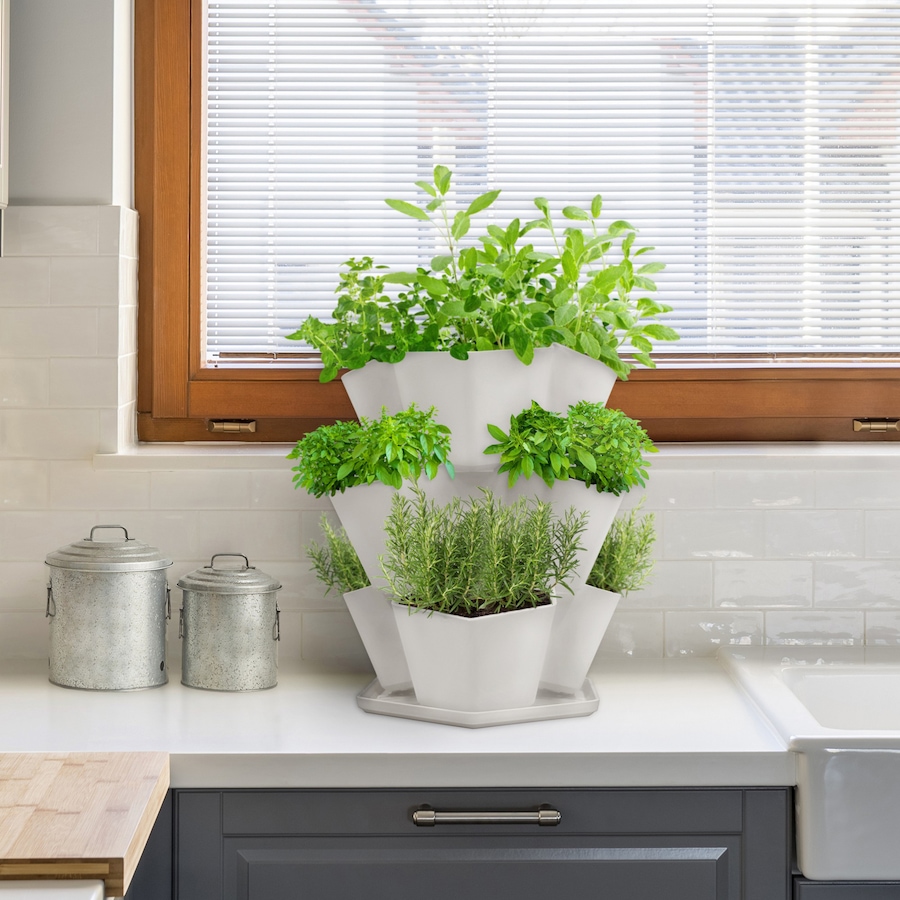 Image 739683_ALTMORE02.jpg, Product 739-683 / Price $29.99, Tierra Verde 3-Tier Stackable Planter (eggshell) from Tierra Verde on TSC.ca's Home & Garden department
