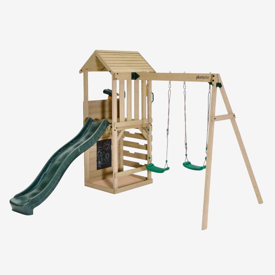 Image 739699.jpg, Product 739-699 / Price $999.99, Plum Lookout Tower with Swing Arm, Double Swing Set, Kids Outdoor Play Equipment from Plum on TSC.ca's Home & Garden department