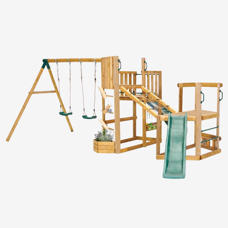 Image 739707.jpg, Product 739-707 / Price $2,899.99, Plum Discovery Adventure Playcentre Backyard Swing Set with 6' and 8' Wave Toddler Slides from Plum on TSC.ca's Home & Garden department