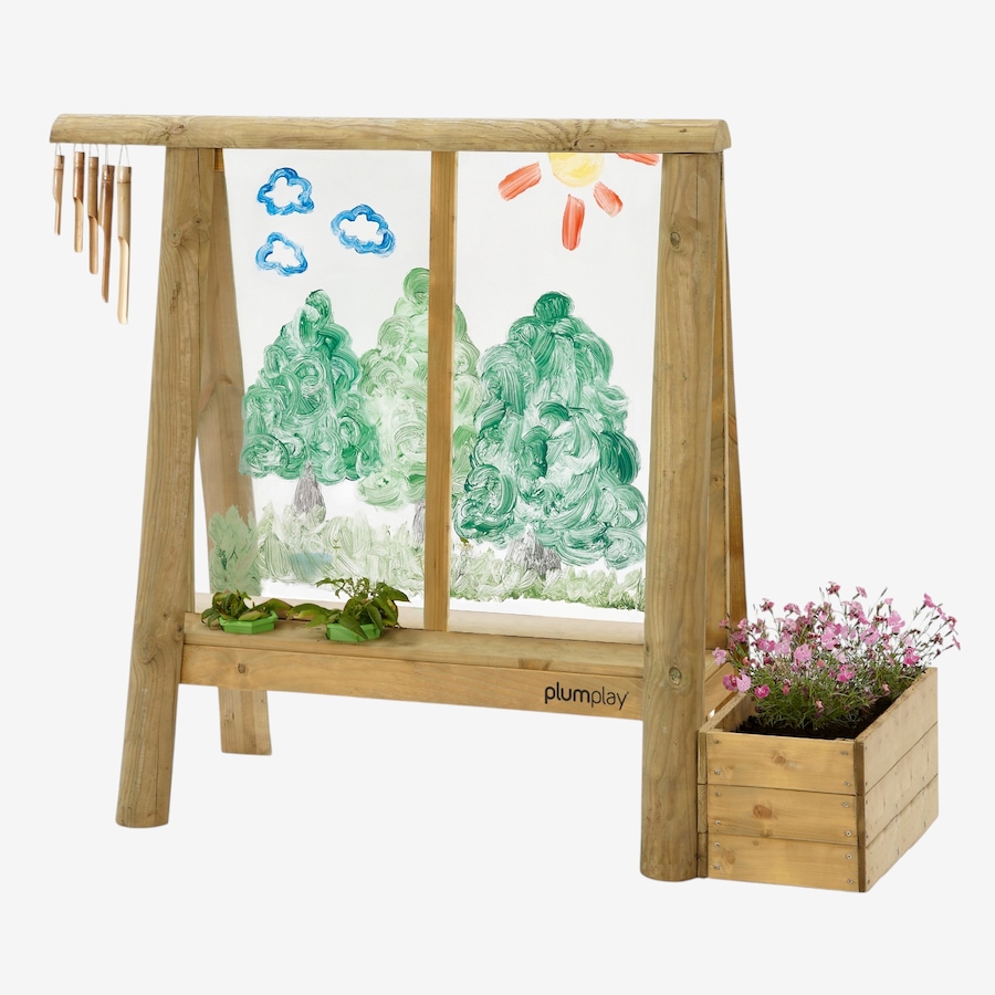 Image 739711.jpg, Product 739-711 / Price $319.99, Plum Discovery Wooden Easel with Bamboo Wind Chimes, Built-In Planter from Plum on TSC.ca's Home & Garden department