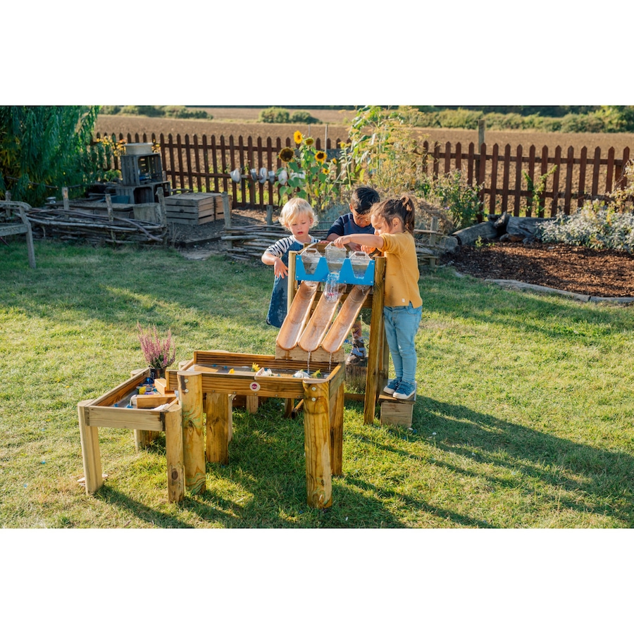 Image 739712_ALTMORE02.jpg, Product 739-712 / Price $499.99, Plum Discovery Forest Wooden Water Table with Three-Level Reservoirs, Racing Gates, Storage Step and Hosepipe Attachment from Plum on TSC.ca's Home & Garden department