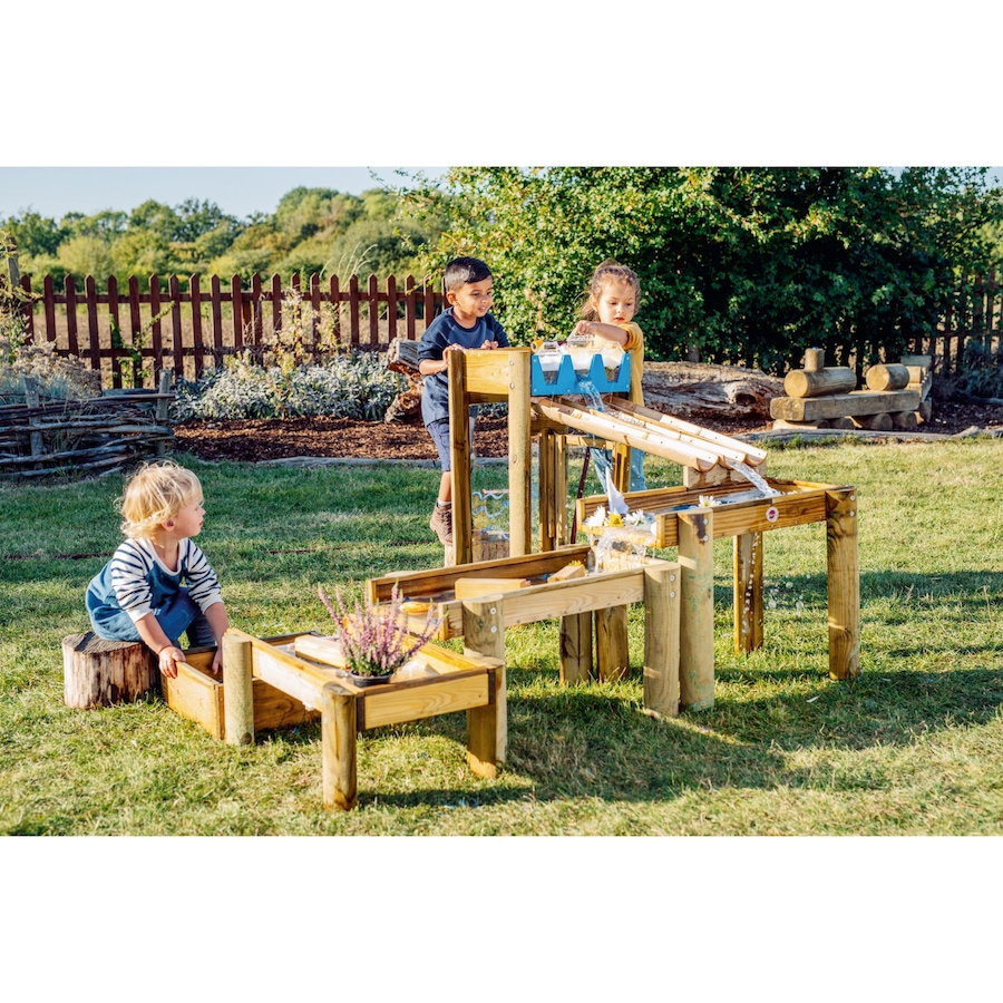 Image 739712_ALTMORE04.jpg, Product 739-712 / Price $499.99, Plum Discovery Forest Wooden Water Table with Three-Level Reservoirs, Racing Gates, Storage Step and Hosepipe Attachment from Plum on TSC.ca's Home & Garden department