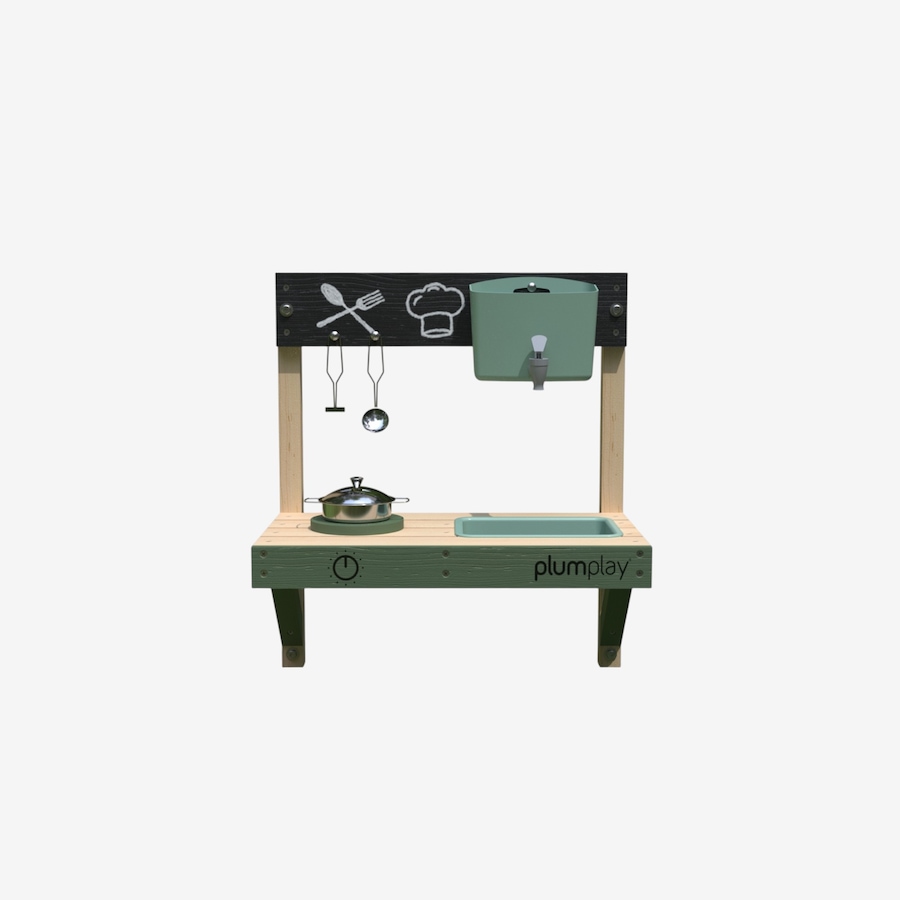 Image 739715_ALTMORE02.jpg, Product 739-715 / Price $67.99, Plum Splash and Mash Wooden Wall-Mount Mud Kitchen with Water Dispenser, Sink, Chalkboard and Wooden Hob from Plum on TSC.ca's Home & Garden department