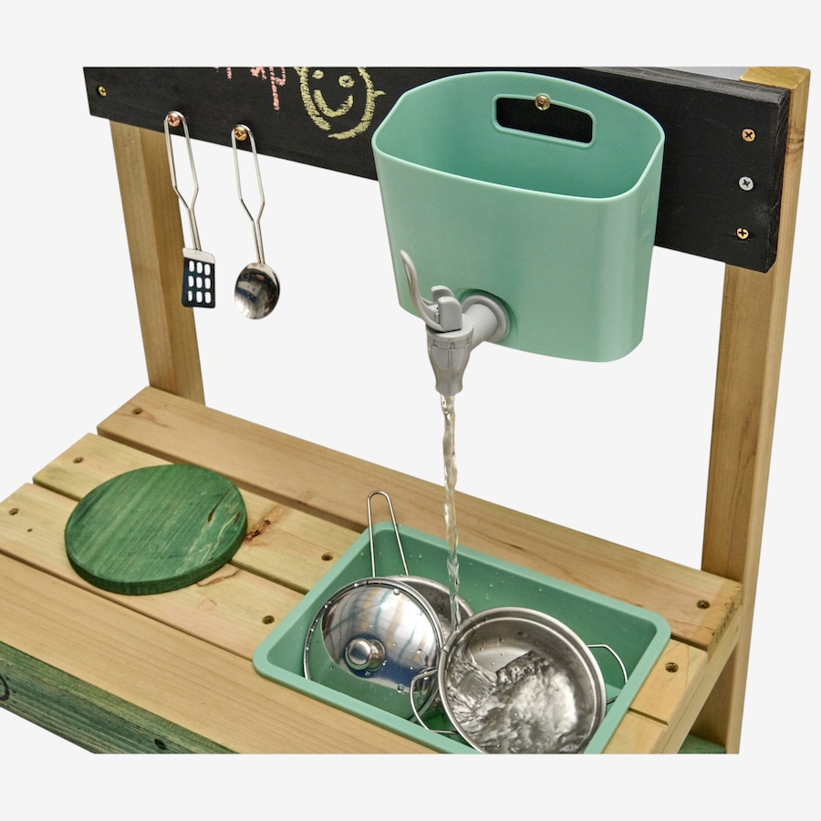 Image 739715_ALTMORE7.jpg, Product 739-715 / Price $67.99, Plum Splash and Mash Wooden Wall-Mount Mud Kitchen with Water Dispenser, Sink, Chalkboard and Wooden Hob from Plum on TSC.ca's Home & Garden department