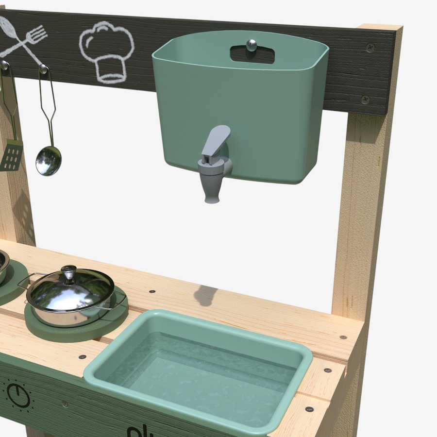 Image 739716_ALTMORE01.jpg, Product 739-716 / Price $99.99, Plum Puddle and Pie Wooden Outdoor Mud Kitchen with Water Dispenser, Sink, Chalkboard and Wooden Hob with Printed Dials from Plum on TSC.ca's Home & Garden department