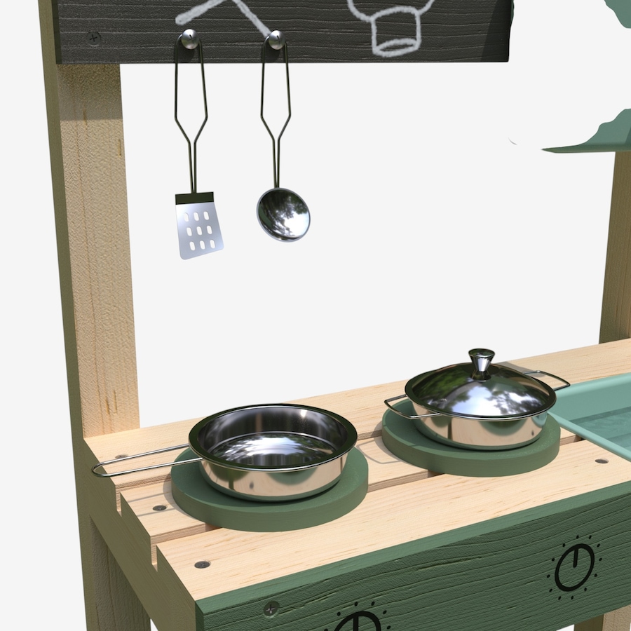 Image 739716_ALTMORE04.jpg, Product 739-716 / Price $99.99, Plum Puddle and Pie Wooden Outdoor Mud Kitchen with Water Dispenser, Sink, Chalkboard and Wooden Hob with Printed Dials from Plum on TSC.ca's Home & Garden department