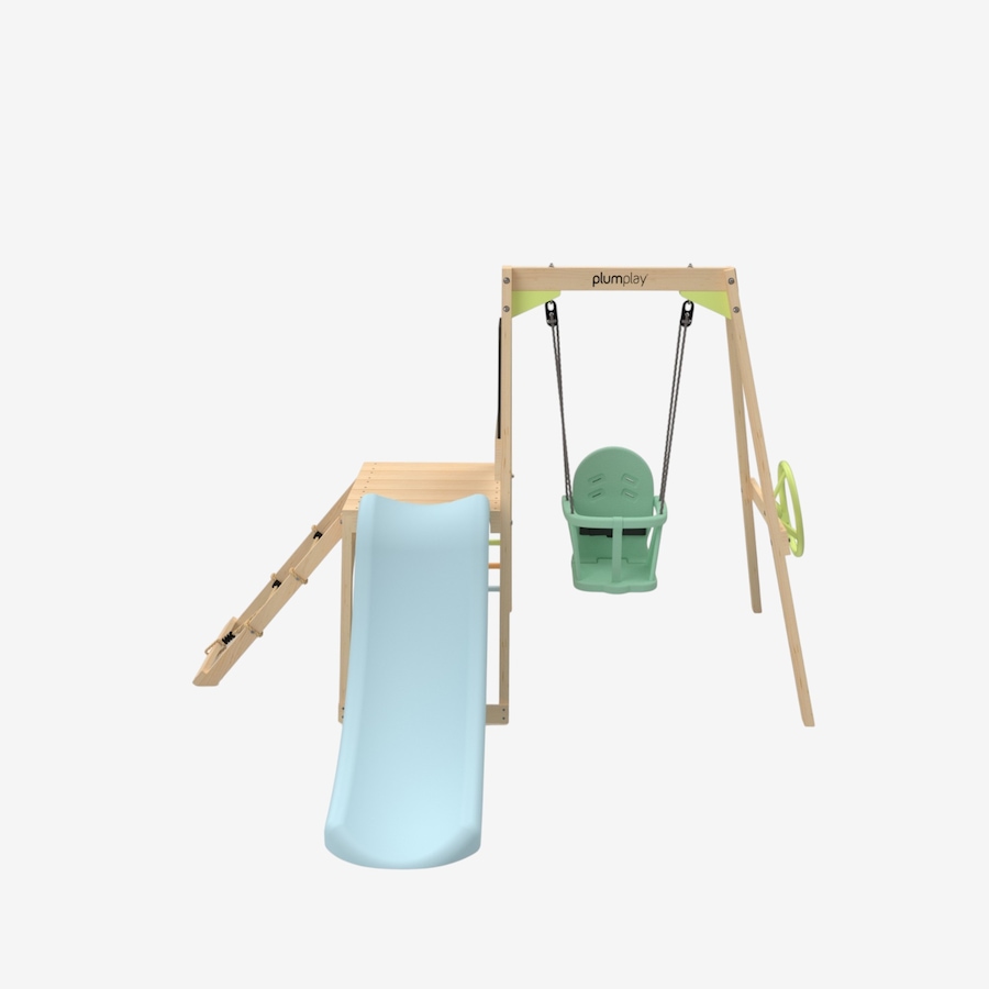 Image 739718_ALTMORE02.jpg, Product 739-718 / Price $399.99, Plum Junior Wooden Playcentre Toddler Playground Set with 4' Slide, Climbing Net, Baby Swing and Steering Wheel from Plum on TSC.ca's Home & Garden department