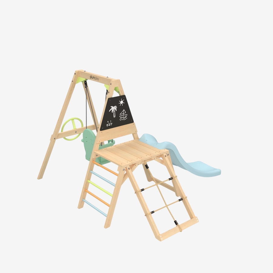 Image 739718_ALTMORE04.jpg, Product 739-718 / Price $399.99, Plum Junior Wooden Playcentre Toddler Playground Set with 4' Slide, Climbing Net, Baby Swing and Steering Wheel from Plum on TSC.ca's Home & Garden department