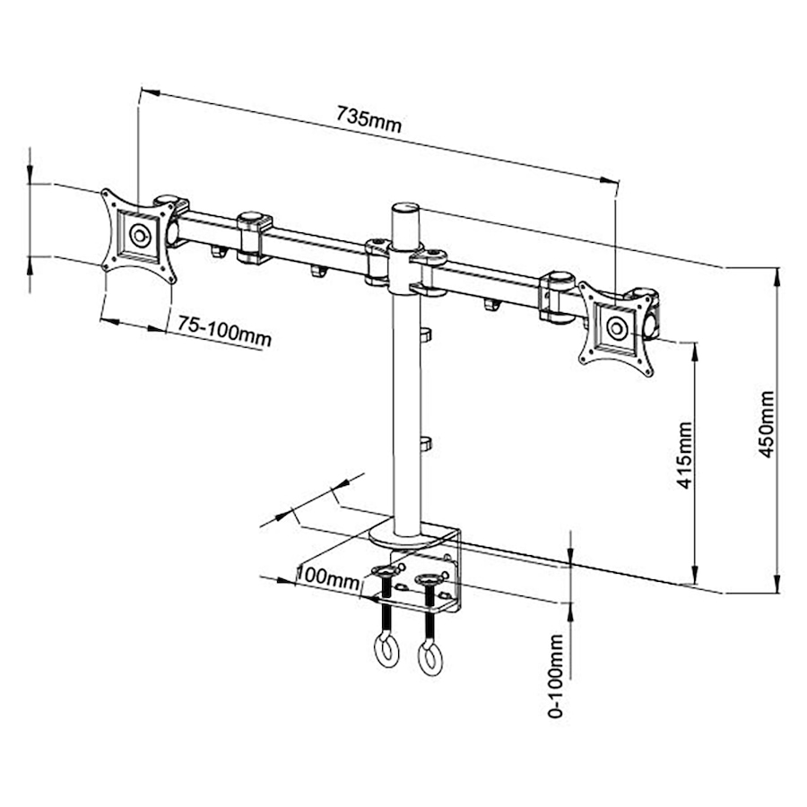 Image 739897_ALTMORE2.jpg, Product 739-897 / Price $69.99, TygerClaw 13" to 27" Dual Monitor Desk Clamp Mount from Tygerclaw on TSC.ca's Electronics department