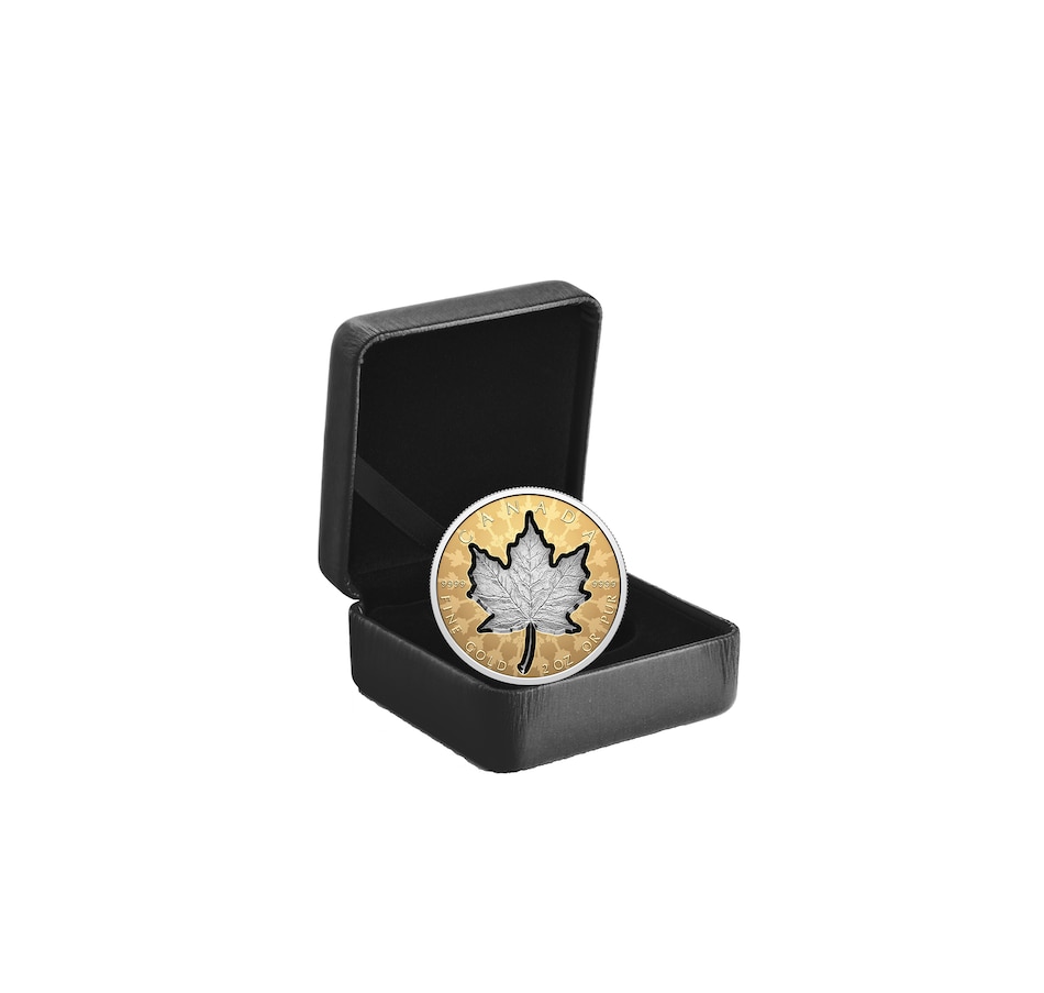 Image 739955_ALTMORE2.jpg, Product 739-955 / Price $7,499.95, 2024 Super Incuse Two-Ounce $200 Pure Gold Maple Leaf with Selective Platinum Plating from Royal Canadian Mint (RCM) on TSC.ca's Coins department