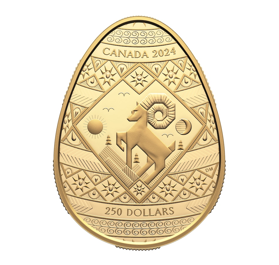 Image 739956.jpg, Product 739-956 / Price $8,995.00, 2024 $250 Pure Gold Coin Pysanka Egg from Royal Canadian Mint (RCM) on TSC.ca's Coins department