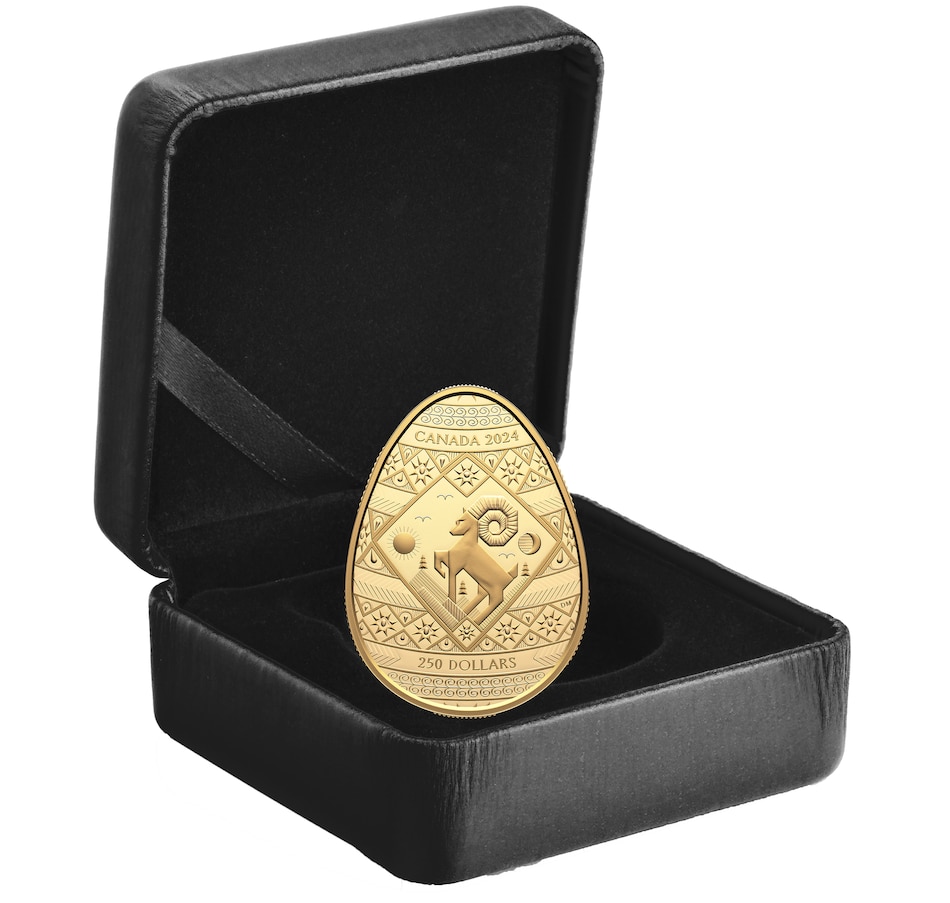 Image 739956_ALTMORE2.jpg, Product 739-956 / Price $8,995.00, 2024 $250 Pure Gold Coin Pysanka Egg from Royal Canadian Mint (RCM) on TSC.ca's Coins department