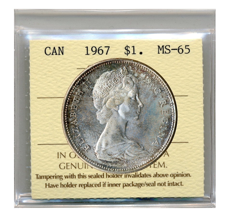 Image 739965.jpg, Product 739-965 / Price $159.95, 1967 Gem Uncirculated Silver Dollar ICCS Certified MS-65 from Canadian Coin & Currency on TSC.ca's Coins department
