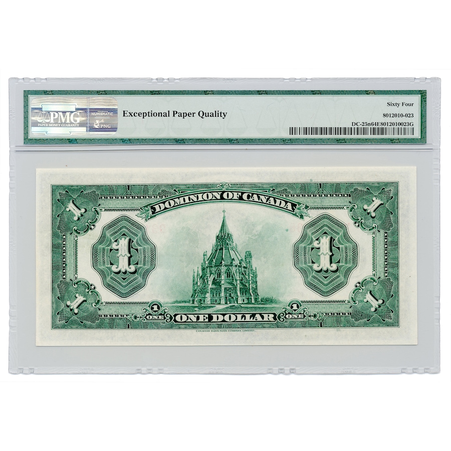 Image 739970_ALTMORE1.jpg, Product 739-970 / Price $1,695.00, $1 Dominion of Canada 1923 Banknote Campbell/Sellar Issue (Black Seal) PMG Certified Choice Uncirculated 64 from Canadian Coin & Currency on TSC.ca's Coins department