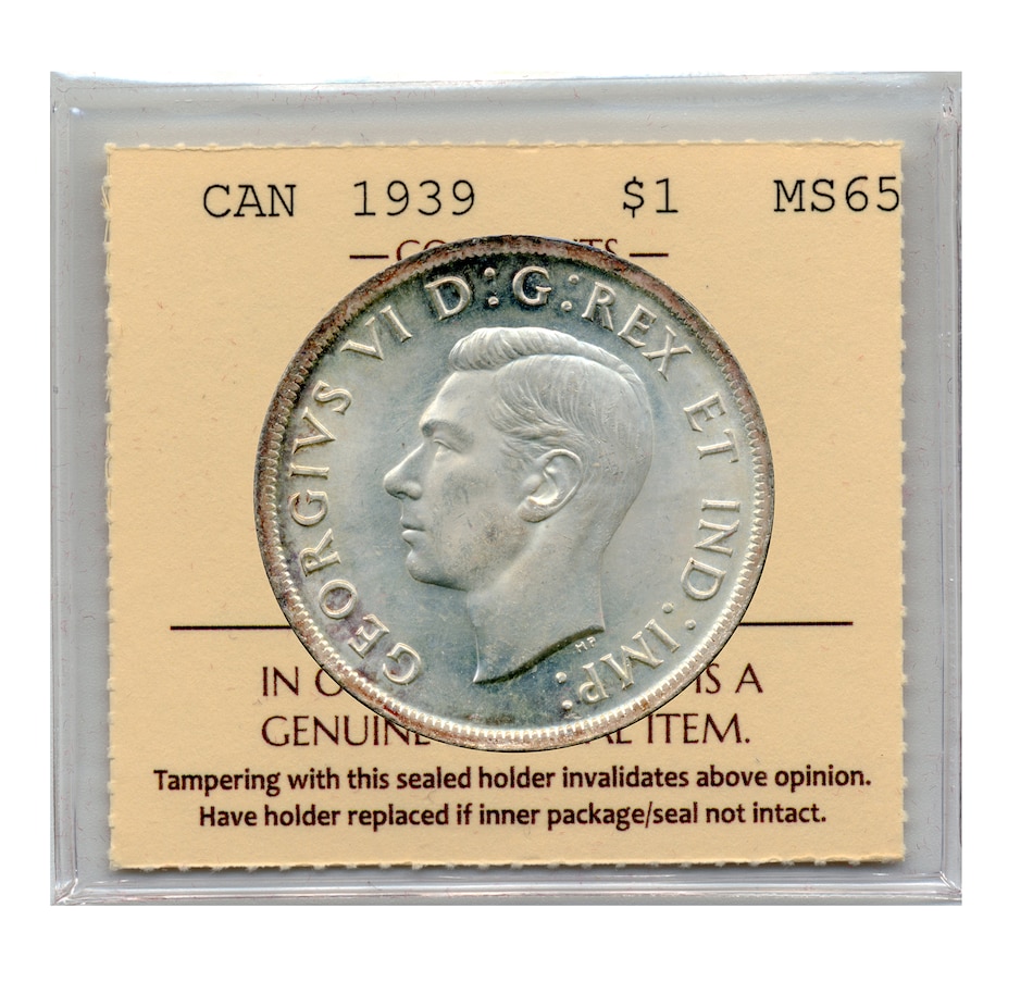 Image 739973.jpg, Product 739-973 / Price $239.95, 1939 Gem Uncirculated Silver Dollar ICCS Certified MS-65 from Canadian Coin & Currency on TSC.ca's Coins department