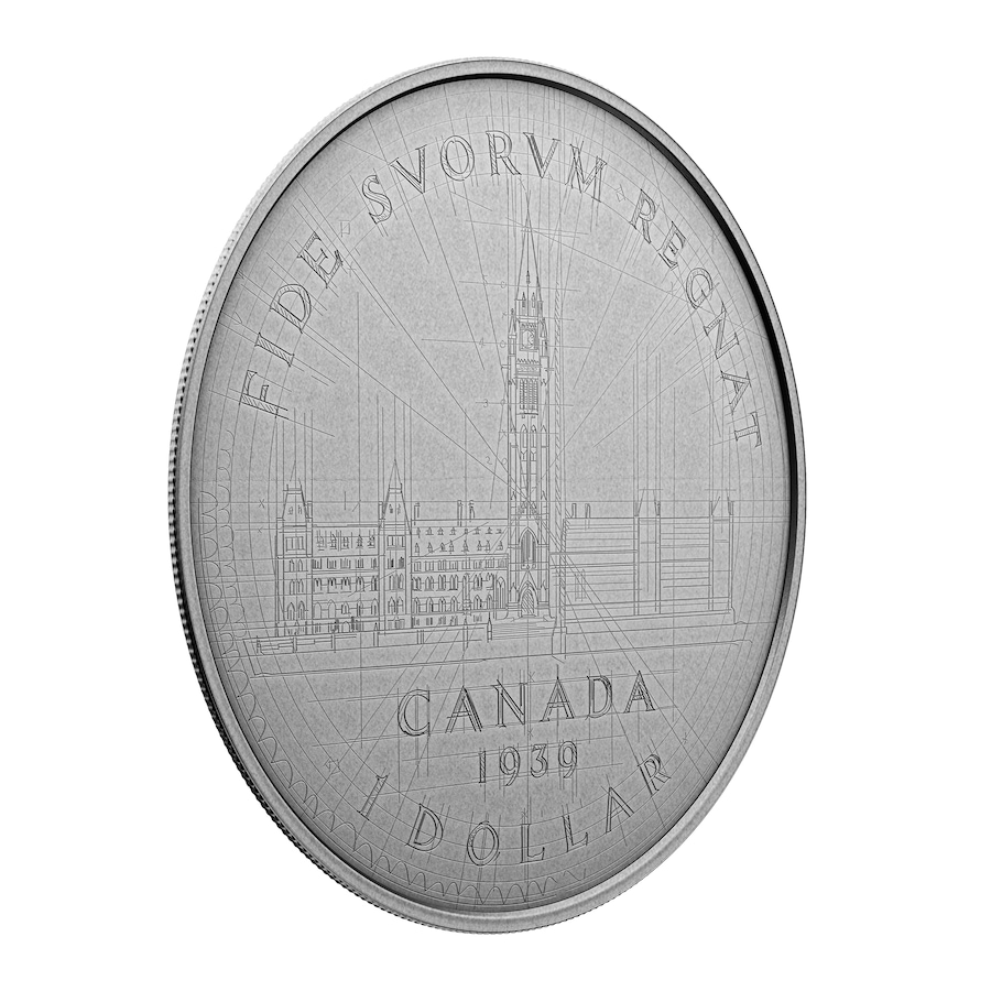 Image 742568_ALTMORE2.jpg, Product 742-568 / Price $999.95, 2024 Five-Ounce Fine Silver 1939 Silver Dollar Sketch Design with Exclusive Bonus Original 1939 Silver Dollar from Royal Canadian Mint (RCM) on TSC.ca's Coins department