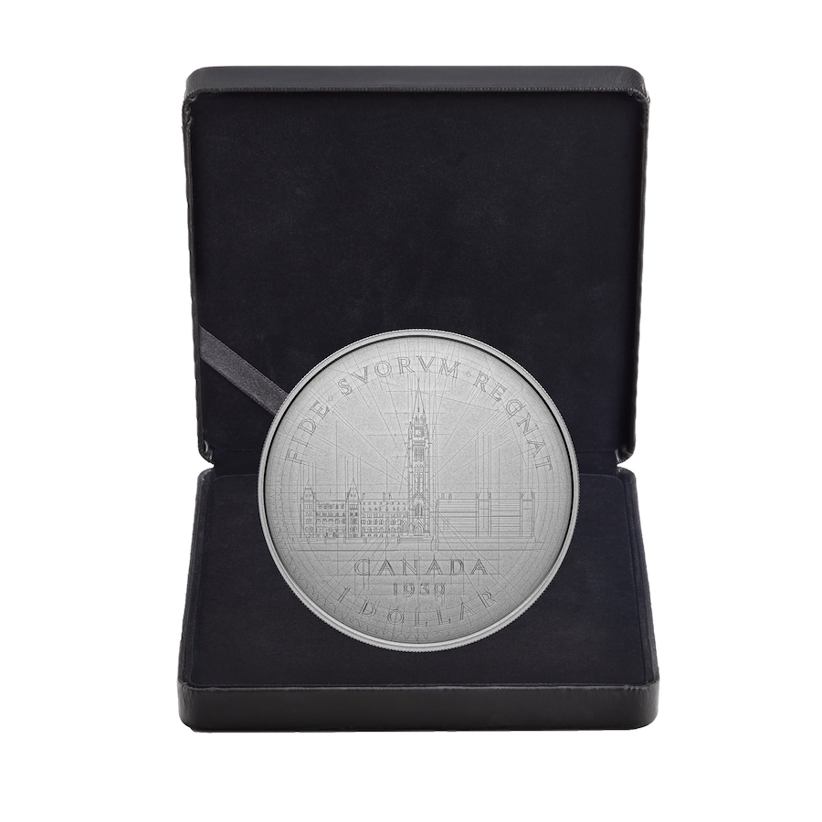 Image 742568_ALTMORE3.jpg, Product 742-568 / Price $999.95, 2024 Five-Ounce Fine Silver 1939 Silver Dollar Sketch Design with Exclusive Bonus Original 1939 Silver Dollar from Royal Canadian Mint (RCM) on TSC.ca's Coins department