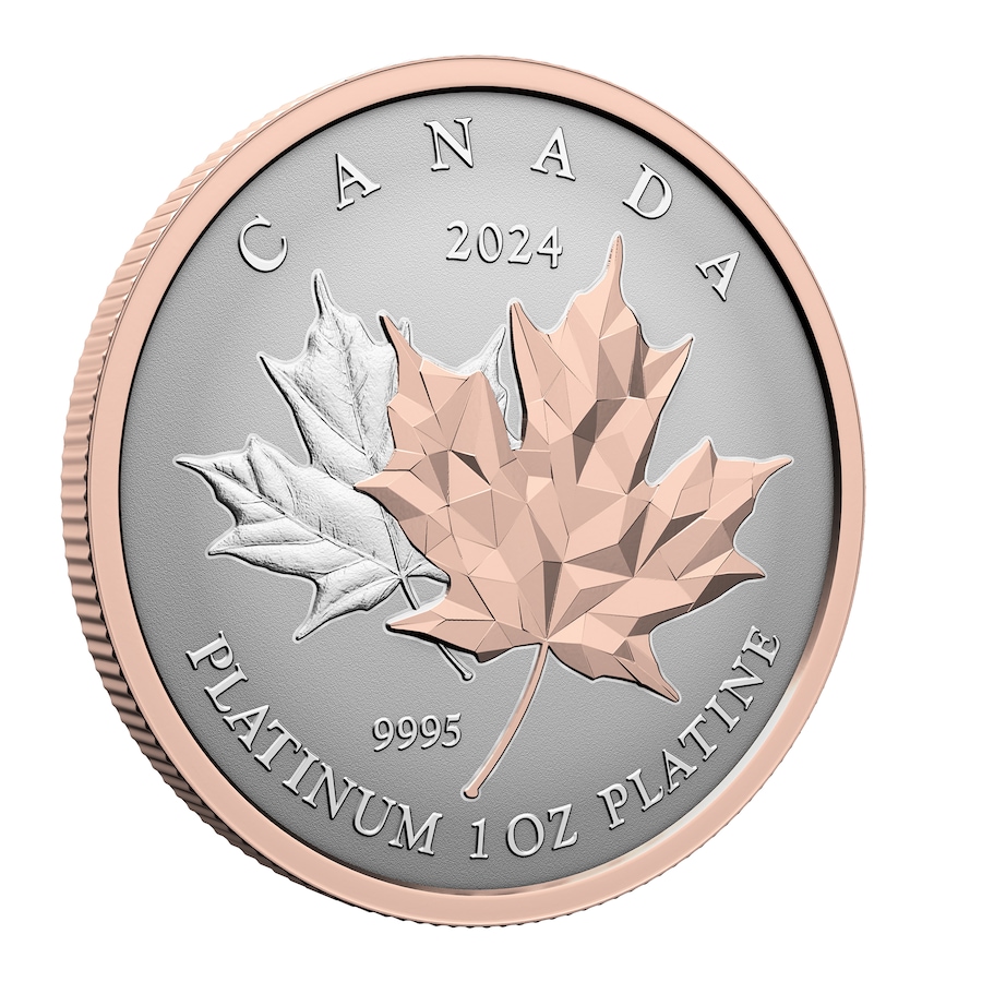 Image 742574_ALTMORE1.jpg, Product 742-574 / Price $3,099.95, 2024 $300 Maple Leaf Forever Pure Platinum Coin from Royal Canadian Mint (RCM) on TSC.ca's Coins department