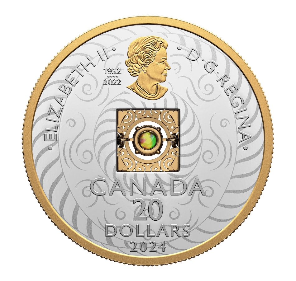 Image 742575_ALTMORE1.jpg, Product 742-575 / Price $799.95, 2024 $20 Dancing Ammolite Fine Silver Coin from Royal Canadian Mint (RCM) on TSC.ca's Coins department
