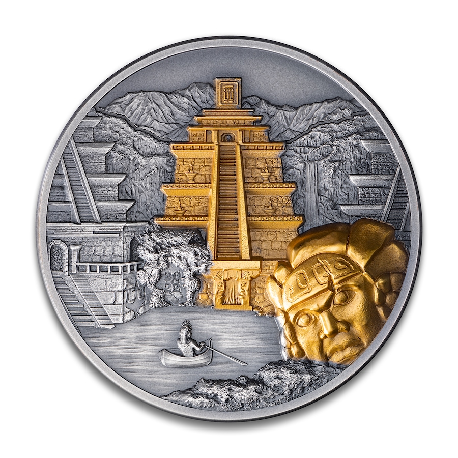 Image 742577.jpg, Product 742-577 / Price $599.95, The Legend of El Dorado, The Mythical City of Gold – 2022 $20 Cook Islands Three-Ounce Fine Silver Coin from Canadian Coin & Currency on TSC.ca's Coins department