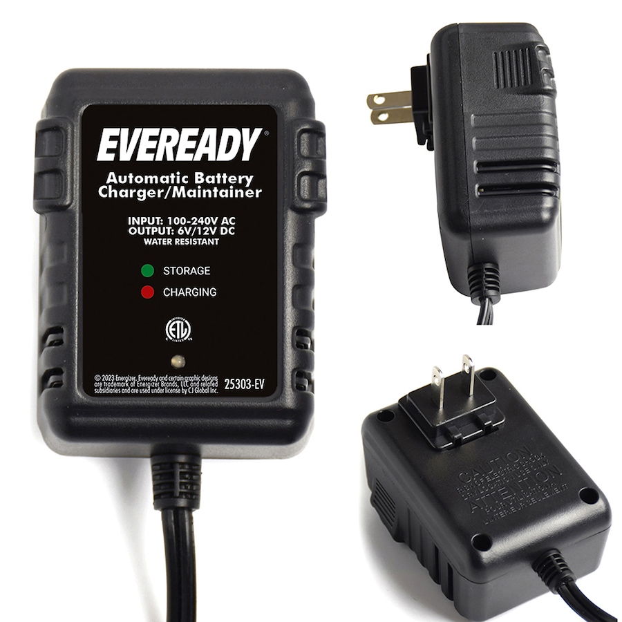 Image 742691.jpg, Product 742-691 / Price $49.99, Eveready 1-Amp Automatic 6-Volt/12-Volt Battery Charger/Maintainer (black) from Eveready on TSC.ca's Electronics department