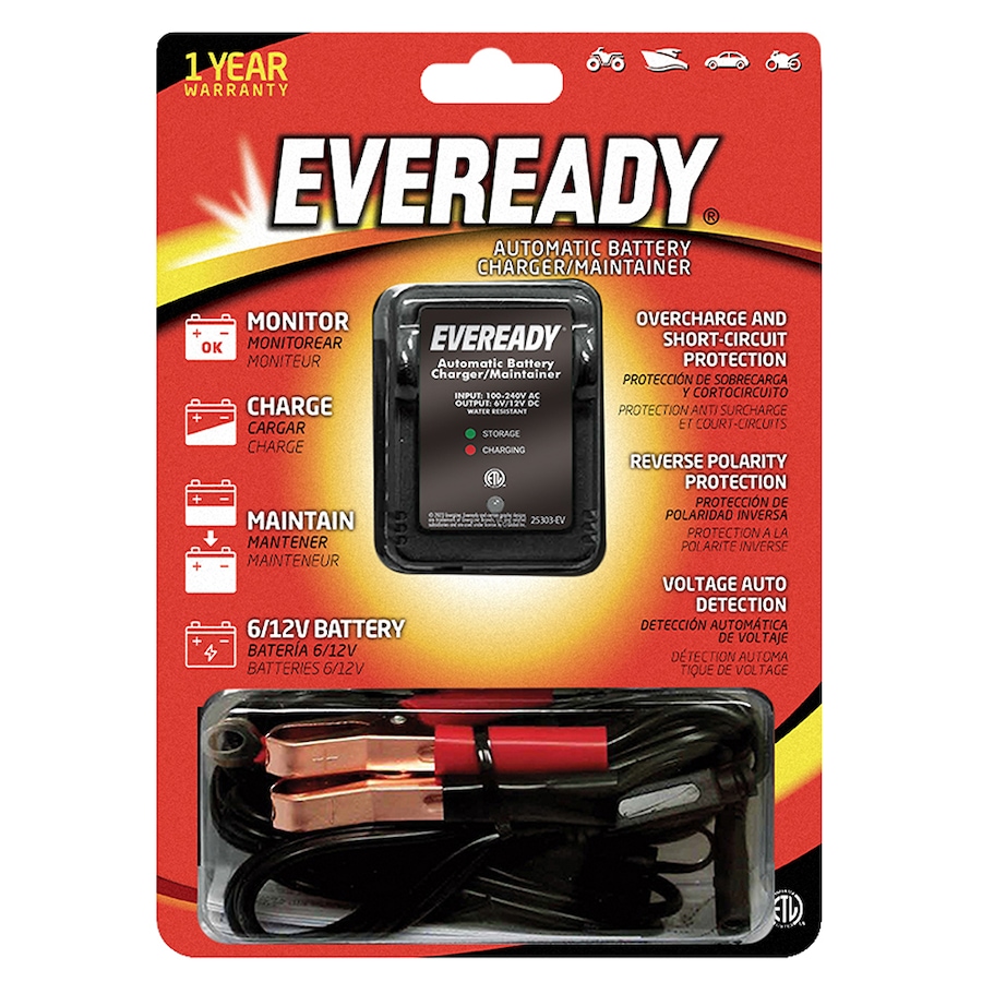 Image 742691_ALTMORE3.jpg, Product 742-691 / Price $49.99, Eveready 1-Amp Automatic 6-Volt/12-Volt Battery Charger/Maintainer (black) from Eveready on TSC.ca's Electronics department