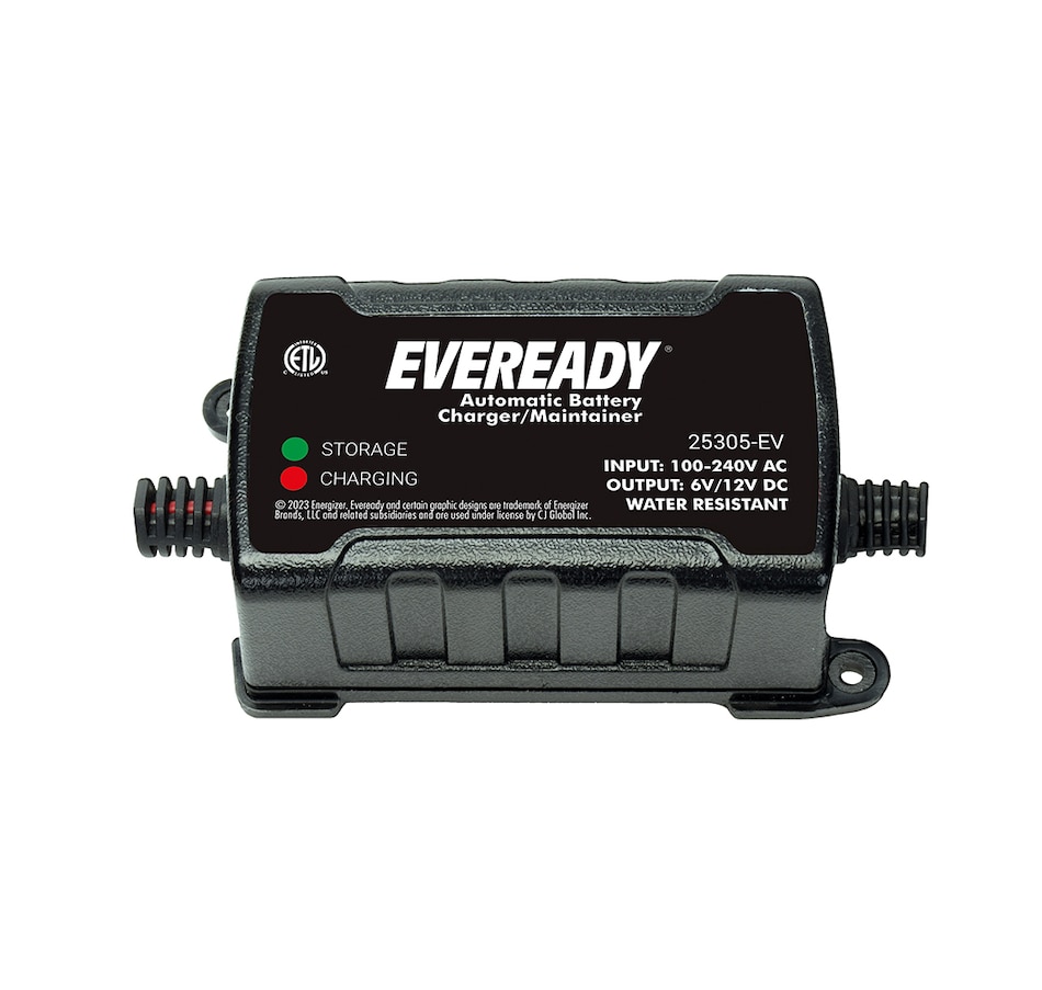 Image 742692.jpg, Product 742-692 / Price $44.99, Eveready 0.75-Amp Automatic 6-Volt/12-Volt Battery Charger/Maintainer (black) from Eveready on TSC.ca's Electronics department