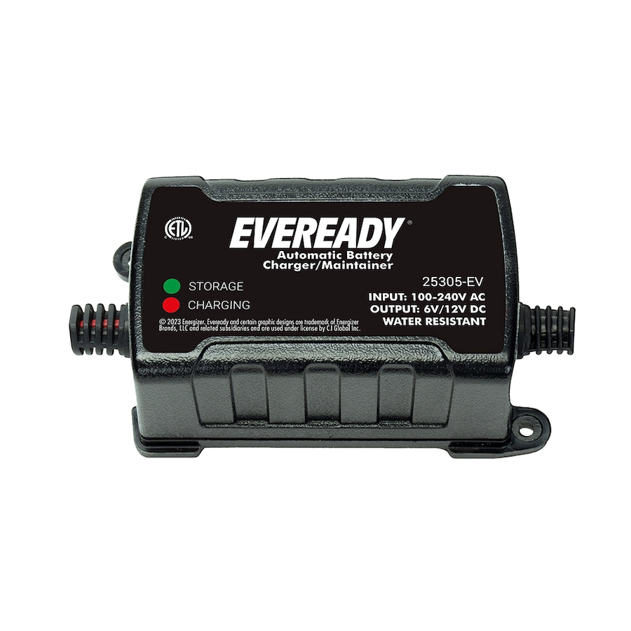 Image 742692.jpg, Product 742-692 / Price $44.99, Eveready 0.75-Amp Automatic 6-Volt/12-Volt Battery Charger/Maintainer (black) from Eveready on TSC.ca's Electronics department