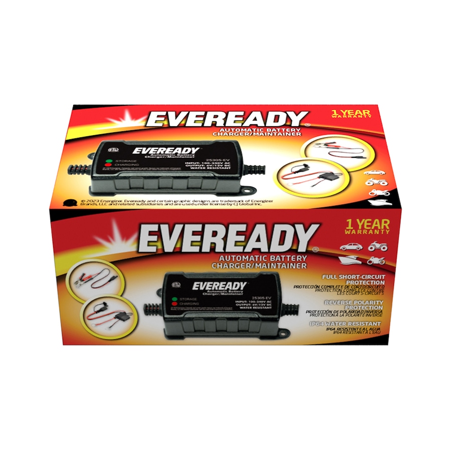 Image 742692_ALTMORE2.jpg, Product 742-692 / Price $44.99, Eveready 0.75-Amp Automatic 6-Volt/12-Volt Battery Charger/Maintainer (black) from Eveready on TSC.ca's Electronics department