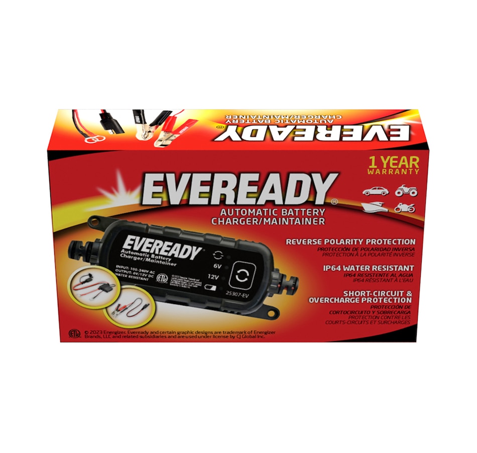 Image 742693_ALTMORE1.jpg, Product 742-693 / Price $54.99, Eveready 1.2-Amp Automatic 6-Volt/12-Volt Battery Charger/Maintainer (black) from Eveready on TSC.ca's Electronics department