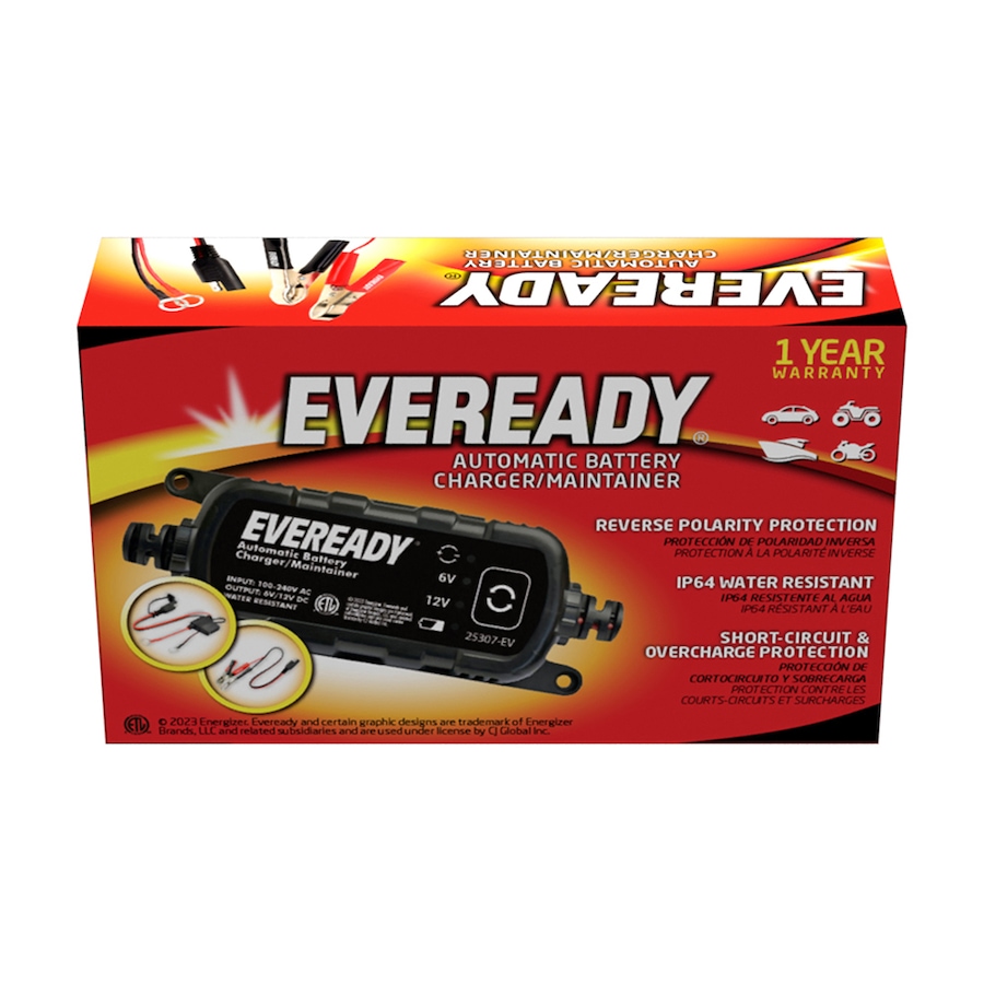 Image 742693_ALTMORE1.jpg, Product 742-693 / Price $54.99, Eveready 1.2-Amp Automatic 6-Volt/12-Volt Battery Charger/Maintainer (black) from Eveready on TSC.ca's Electronics department