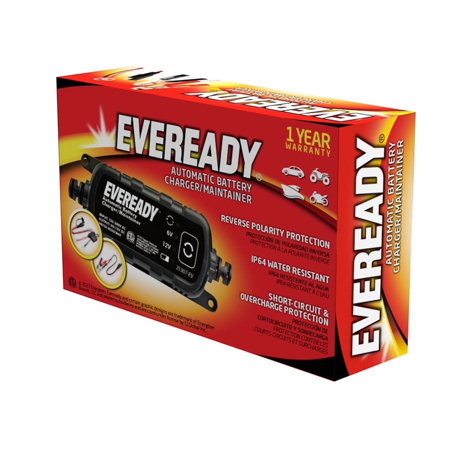 Image 742693_ALTMORE2.jpg, Product 742-693 / Price $54.99, Eveready 1.2-Amp Automatic 6-Volt/12-Volt Battery Charger/Maintainer (black) from Eveready on TSC.ca's Electronics department