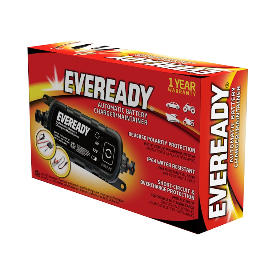 Image 742693_ALTMORE2.jpg, Product 742-693 / Price $54.99, Eveready 1.2-Amp Automatic 6-Volt/12-Volt Battery Charger/Maintainer (black) from Eveready on TSC.ca's Electronics department