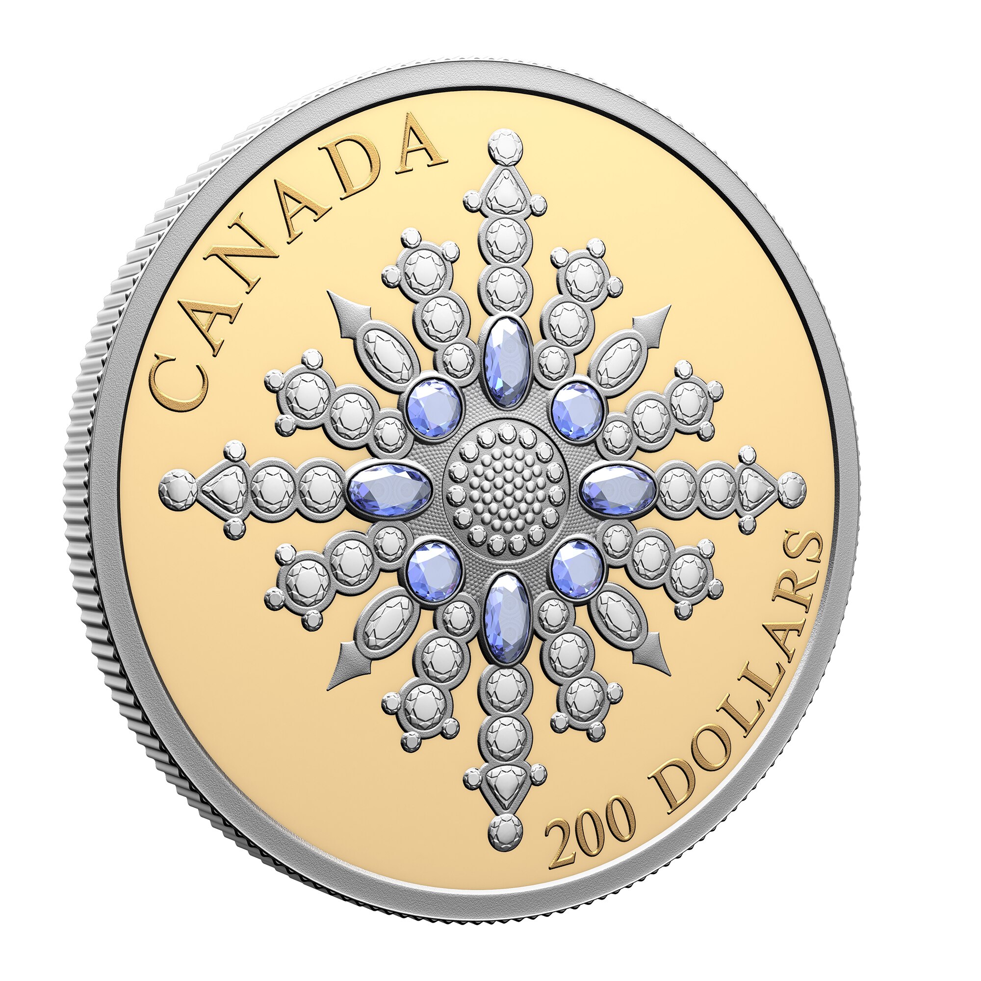 $200 Fine Gold Crown Jewels Coin Sapphire Jubilee Snowflake