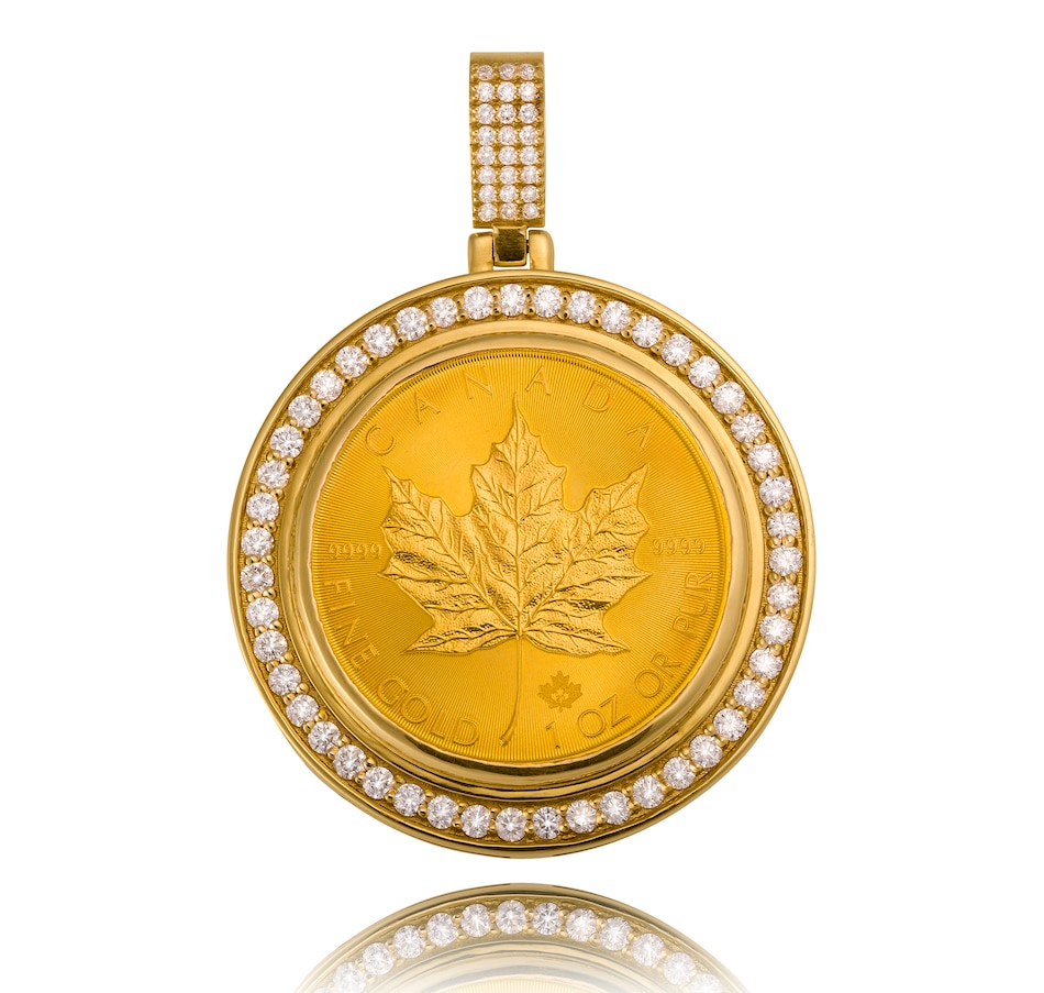 Image 742735.jpg, Product 742-735 / Price $9,950.00, Gold Maple Leaf Coin and Diamond Pendant 2.24 Carats Premium Quality Diamonds from The Coin Show with Steven Bromberg on TSC.ca's Coins department