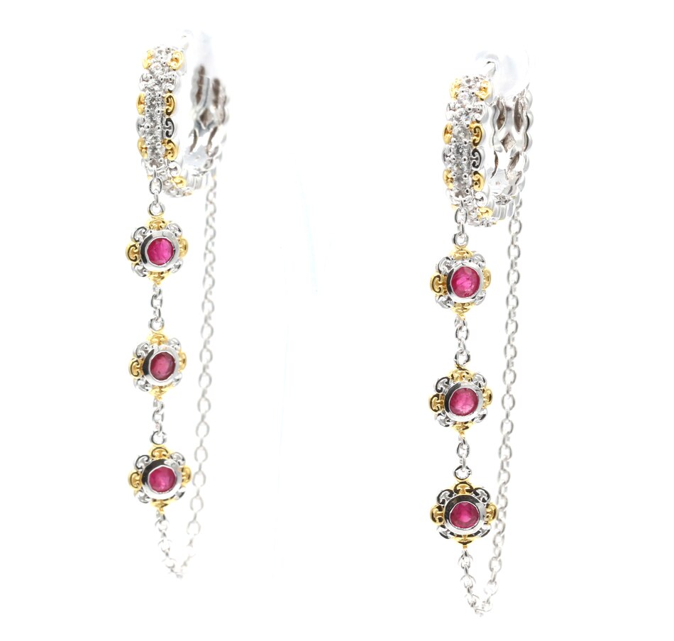 Image 743251_RBY.jpg, Product 743-251 / Price $379.99, Gems en Vogue Palladium Silver Gemstone Hoop and Chain Earrings from Gems En Vogue on TSC.ca's Jewellery department