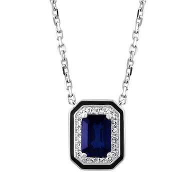 EFFY 14K White Gold Diamond and Natural Sapphire Necklace