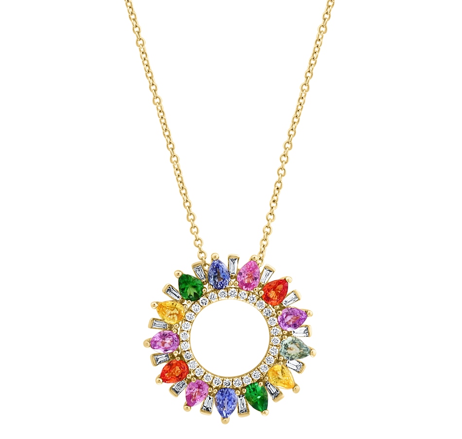 Image 743323.jpg, Product 743-323 / Price $2,499.99, EFFY 14K Yellow Gold Diamond, Multi Sapphire and Tsavorite Pendant and Chain from Effy Jewellery on TSC.ca's Jewellery department