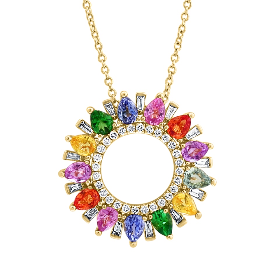 Image 743323_ALTMORE1.jpg, Product 743-323 / Price $2,499.99, EFFY 14K Yellow Gold Diamond, Multi Sapphire and Tsavorite Pendant and Chain from Effy Jewellery on TSC.ca's Jewellery department