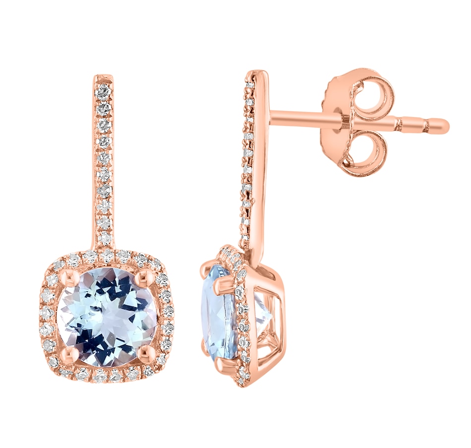 Image 743337.jpg, Product 743-337 / Price $1,399.99, EFFY 14K Rose Gold Diamond and Aquamarine Earrings from Effy Jewellery on TSC.ca's Jewellery department