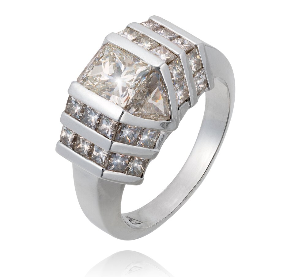 Image 743344.jpg, Product 743-344 / Price $12,995.00, Custom Made 14KT White Gold Princess and Triangular Cut Diamond Ring, 3.43CTW from Estate Originals on TSC.ca's Jewellery department