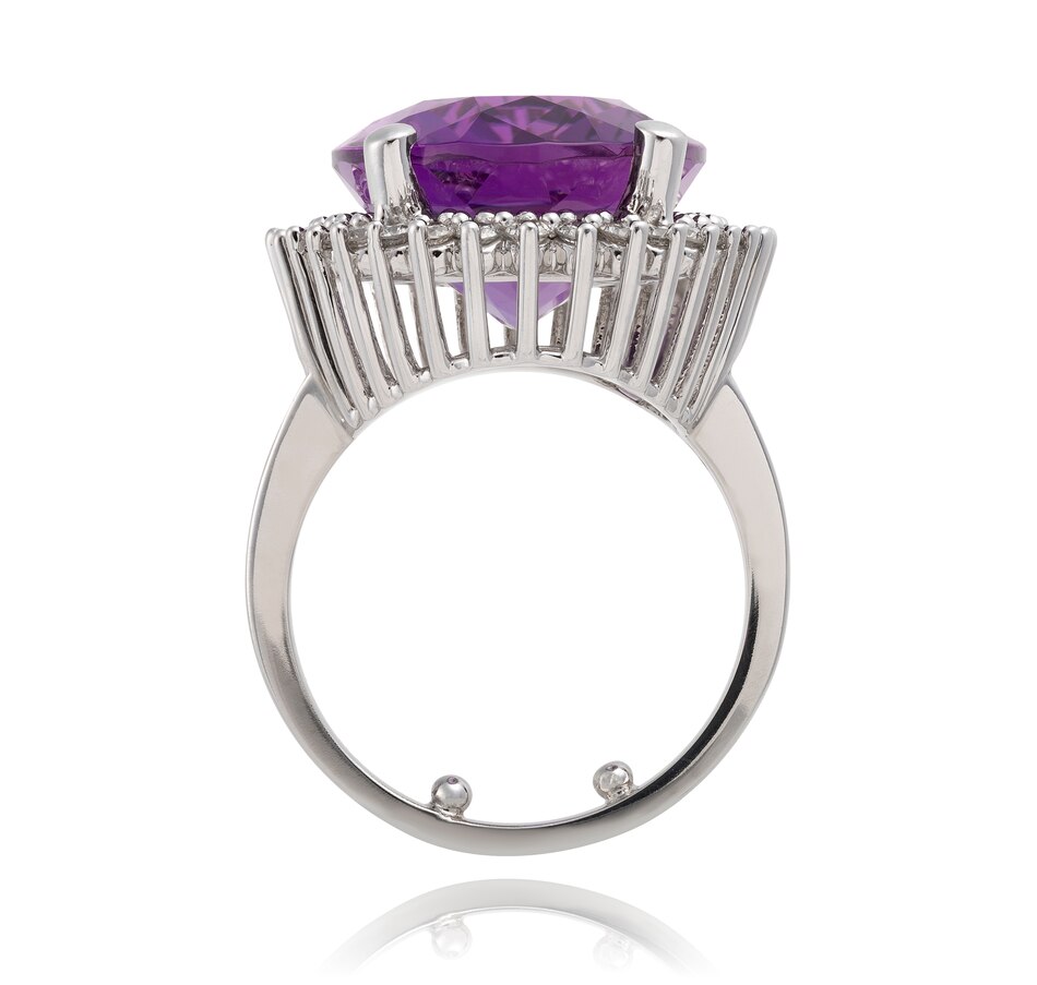 Image 743345_ALTMORE2.jpg, Product 743-345 / Price $2,895.00, Custom Made 14KT White Gold 16.00 Carat Oval Shaped Amethyst and Diamond Cluster Ring from Estate Originals on TSC.ca's Jewellery department